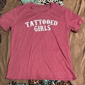 NWOT Tattooed Girls maroon T-Shirt